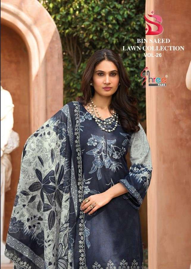 BIN SAEED LAWN COLLECTION VOL - 26 BY SHREE FABS